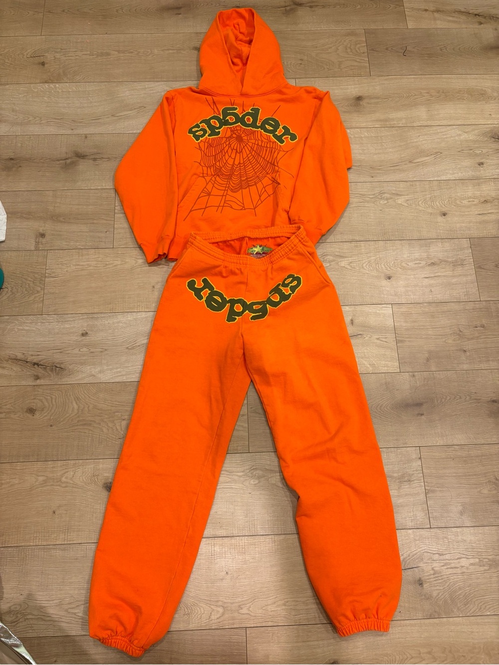 Spider Graphic Hoodie & Jogger Set - Orange